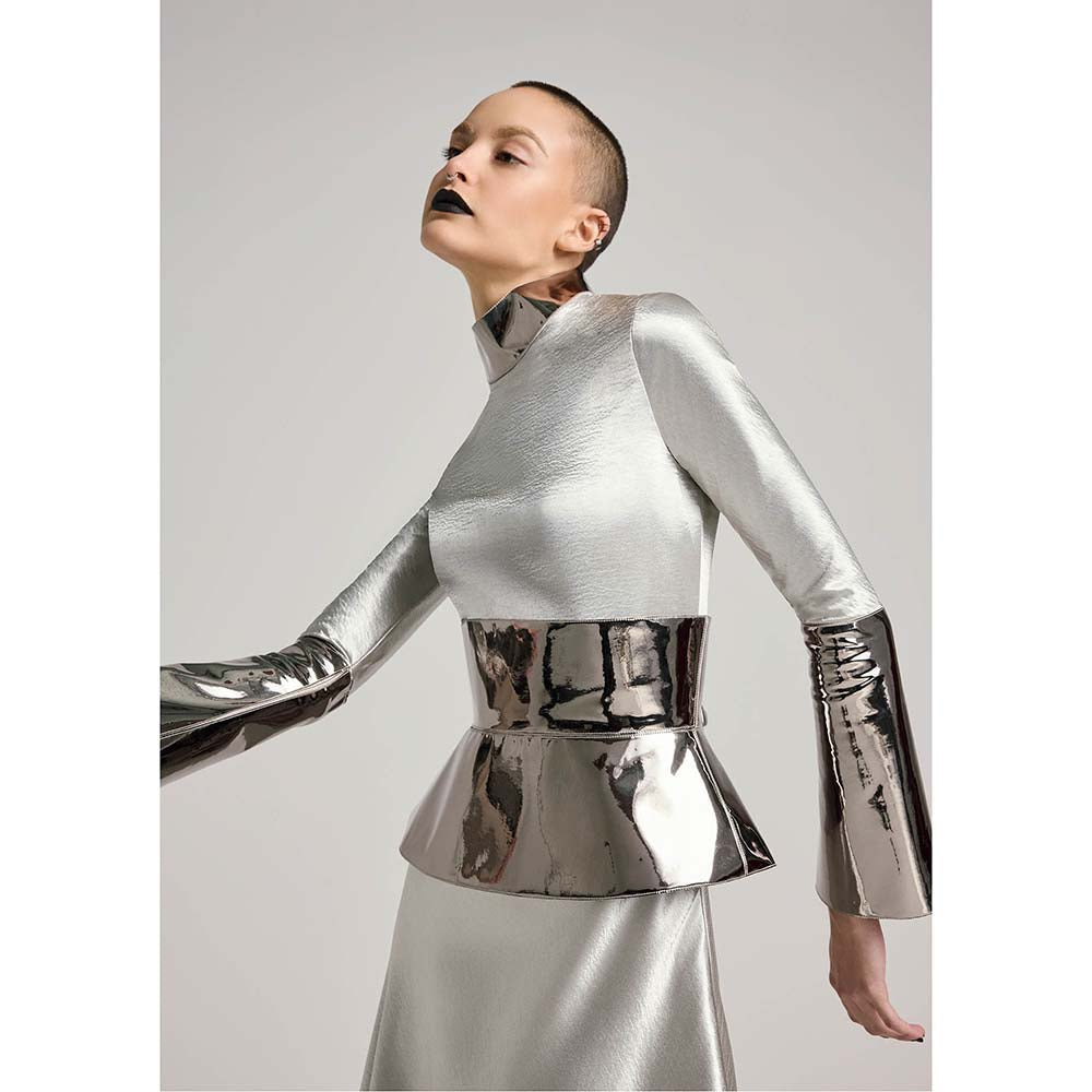 AKHL Silver Dress with Corset Belt (Set of 2)