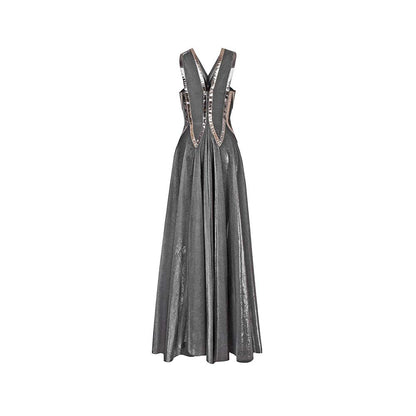 AKHL Metallic Lurex Tulle Godet Dress