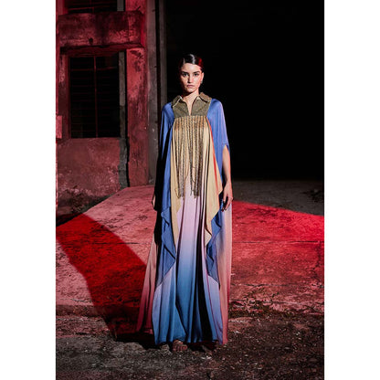 AKHL Blue Sequins Kaftan Dress