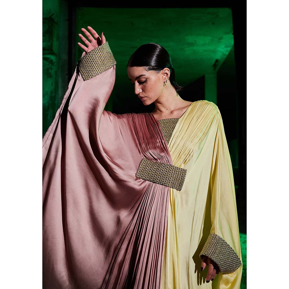 AKHL Pink Gradient & Dyed Gathered Kaftan Dress