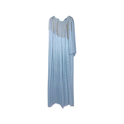 AKHL Blue Angular Gathered Kaftan Dress