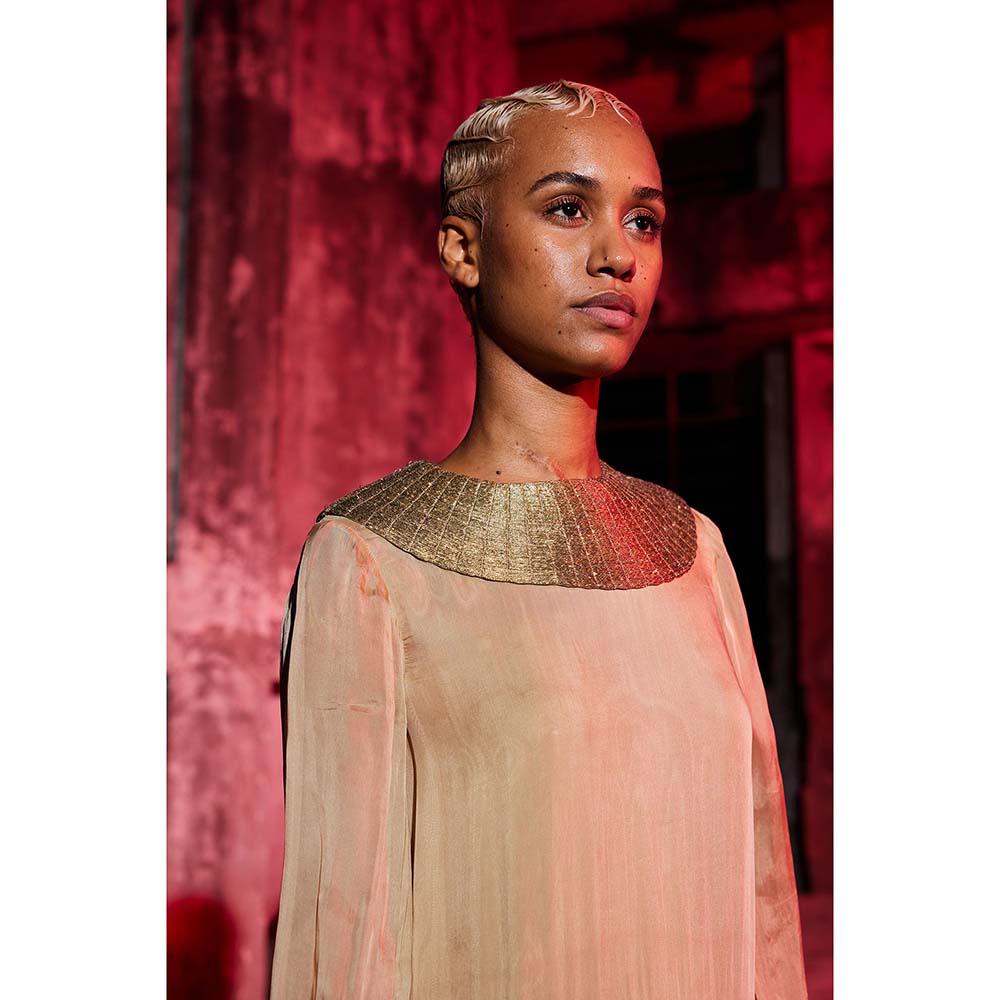 AKHL Gold Gathered Tier Dress