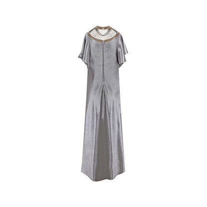 AKHL Silver Sequins Embroidered Bias Dress