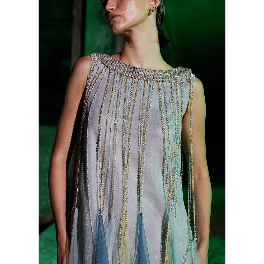 AKHL Silver Fall & Panelled Sequins Dress with Slip (Set of 2)