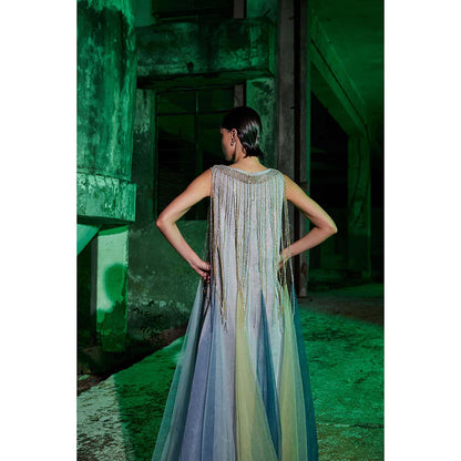 AKHL Silver Fall & Panelled Sequins Dress with Slip (Set of 2)