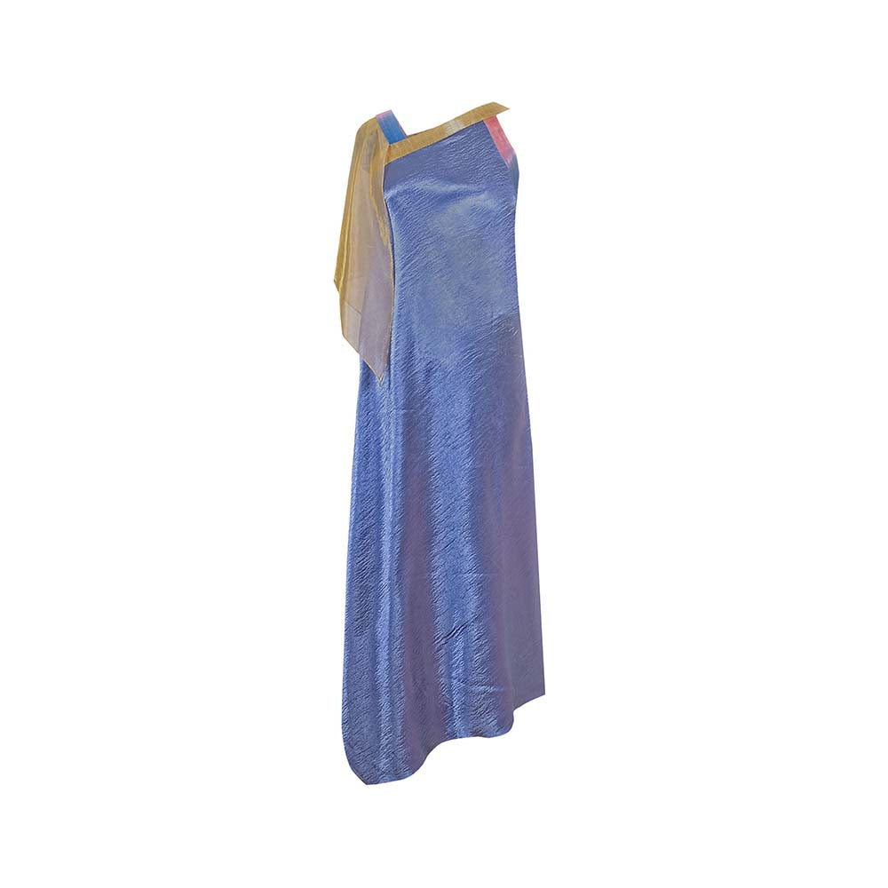 AKHL Blue Asymmetric Cap Sleeve Dress