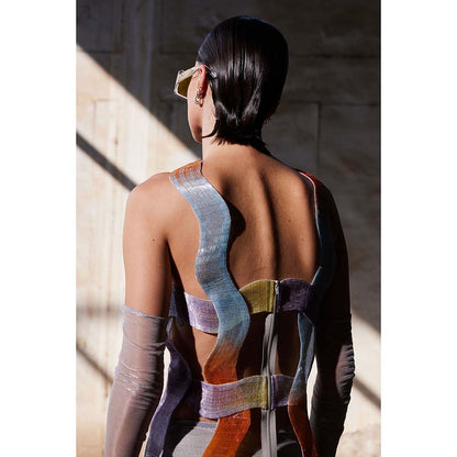 AKHL Multi-Colour Woven Wave Dress