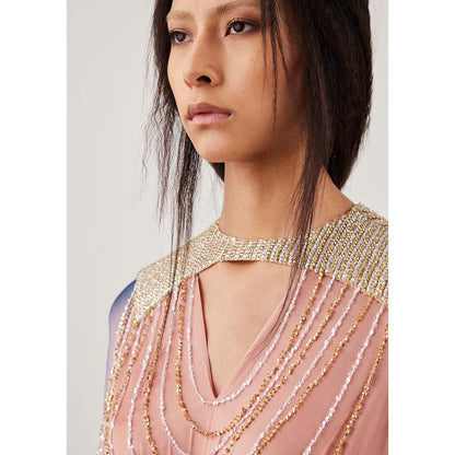 AKHL Pink Gradient Sequins Kaftan Dress