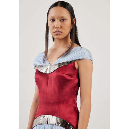 AKHL Ruched Chiffon Structured Dress