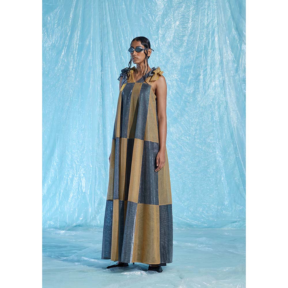 AKHL Metallic Colour Blocking Dress