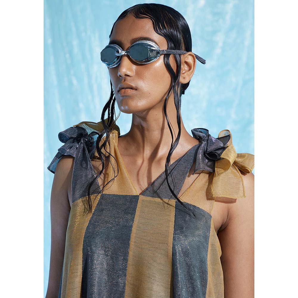 AKHL Metallic Colour Blocking Dress