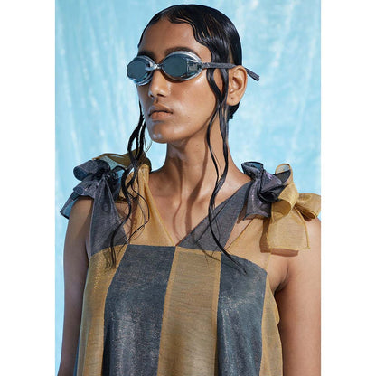 AKHL Metallic Colour Blocking Dress