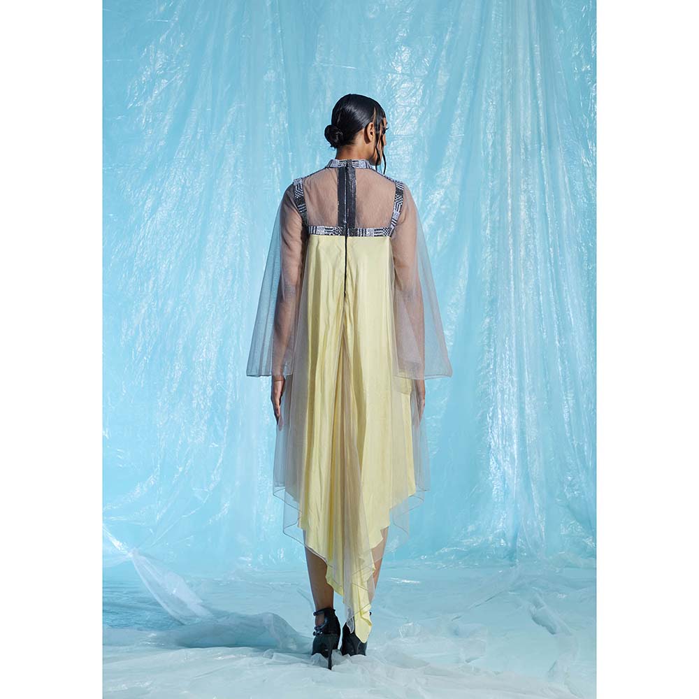 AKHL Yellow Bias Satin Tulle Dress