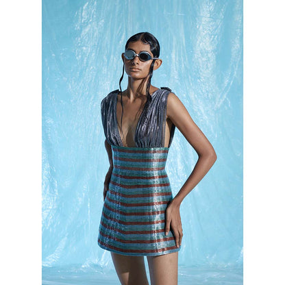 AKHL Multicolour Lurex Glass Short Dress