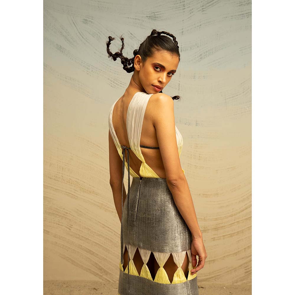 AKHL Multi-Colour Lurex Glass & Chiffon Dress