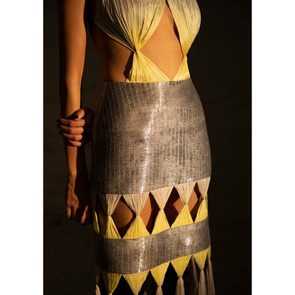 AKHL Multi-Colour Lurex Glass & Chiffon Dress