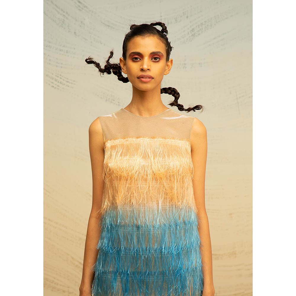 AKHL Multi-Colour Fringed Glass Dress