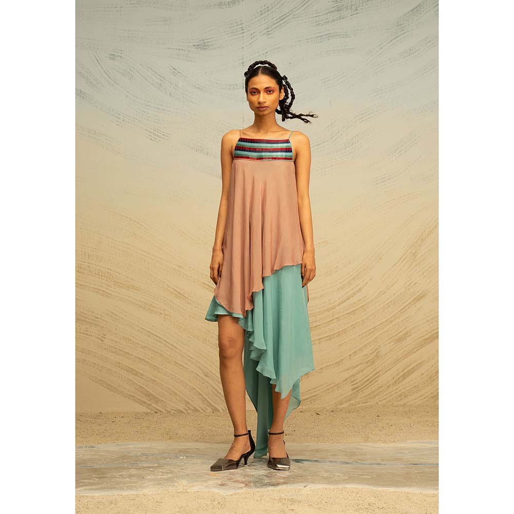 AKHL Pink Layered Glass Yoke Dress