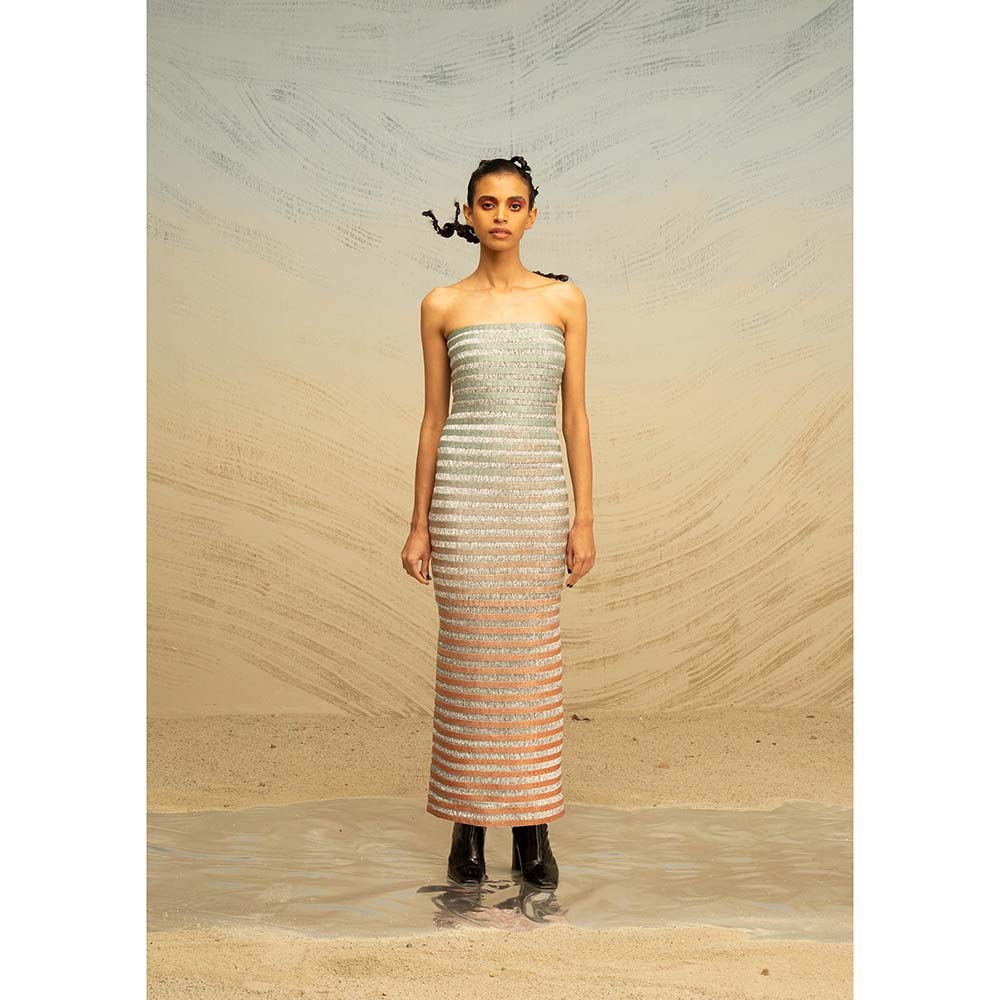 AKHL Grey Strapless Gradient Dress