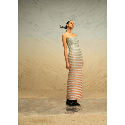 AKHL Grey Strapless Gradient Dress
