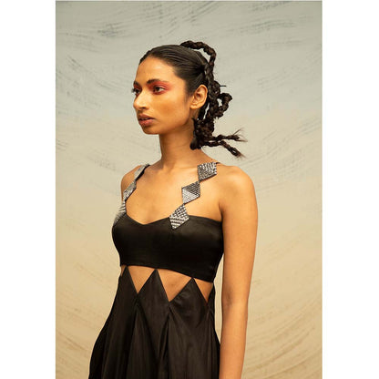 AKHL Black Diamond Sequins Straps Gradient Dress