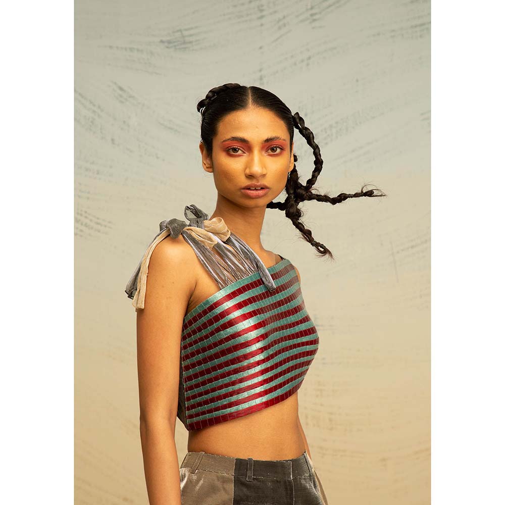 AKHL Multi-Colour Fringed Crop Top