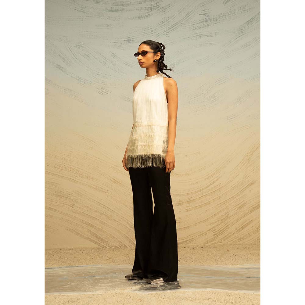 AKHL Ivory Lurex Tulle Top