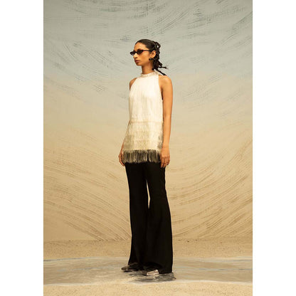 AKHL Ivory Lurex Tulle Top