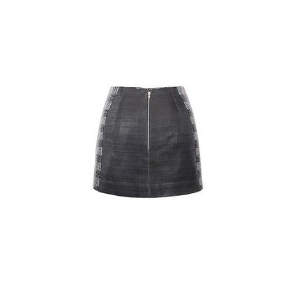 AKHL Black Patterned Sequins Hand Embroidered Mini Skirt