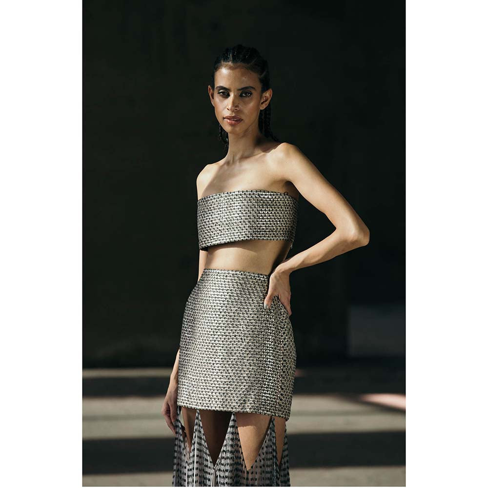 AKHL Grey Handwoven Structured Bustier