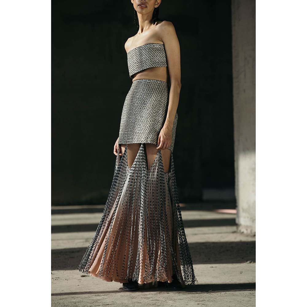 AKHL Grey Handwoven Structured Bustier