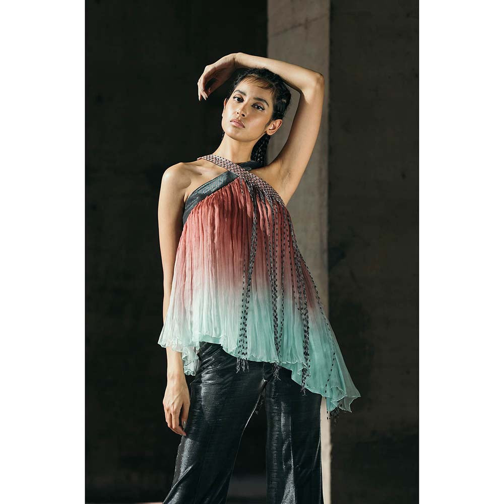 AKHL Multi-Colour Gathered Top