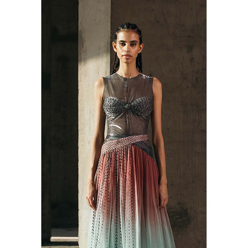 AKHL Charcoal Lurex Tulle Bodysuit