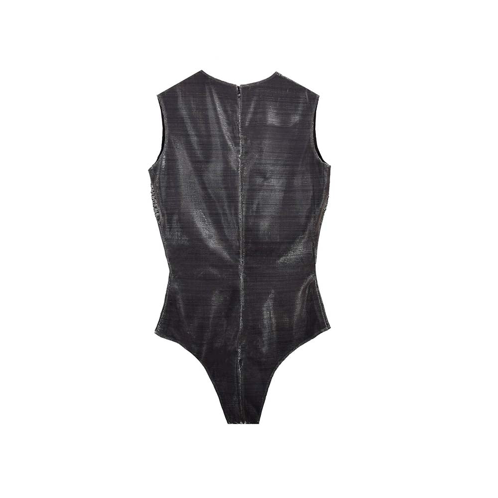 AKHL Charcoal Lurex Tulle Bodysuit