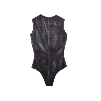 AKHL Charcoal Lurex Tulle Bodysuit