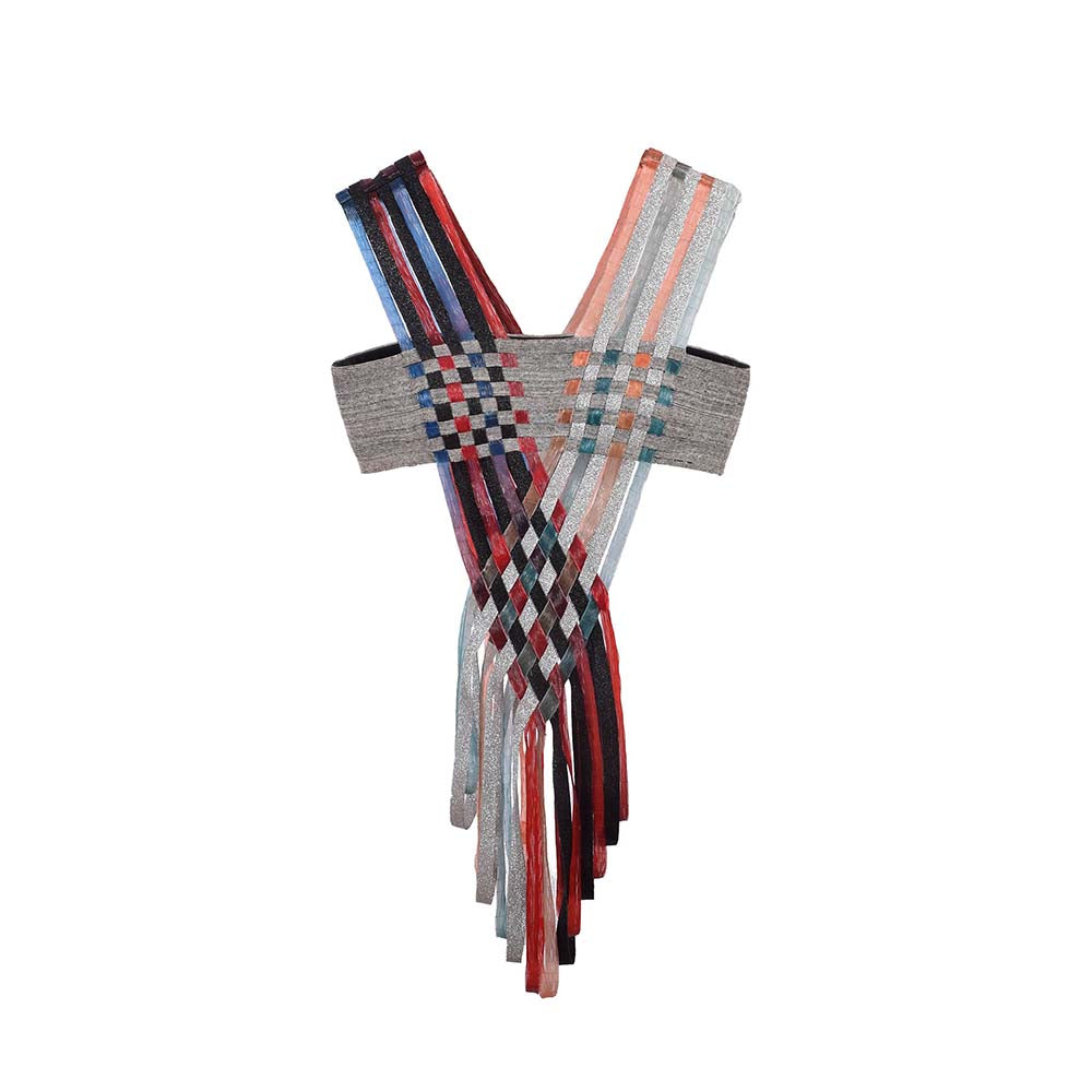 AKHL Multi-Colour Multicolour Interwoven Glass and Lurex Top