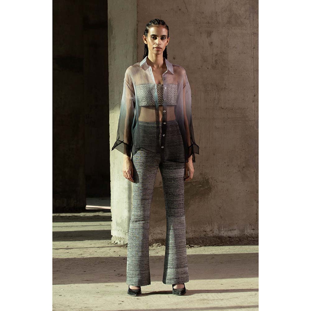 AKHL Purple Gradient Silk Organza Shirt