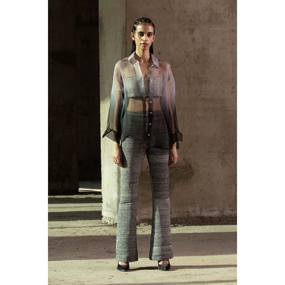 AKHL Purple Gradient Silk Organza Shirt