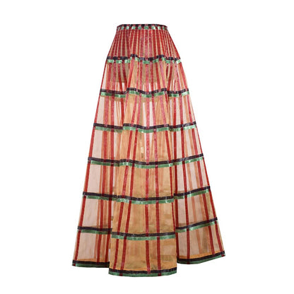 AKHL Rust Glass Embroidered Circular Skirt