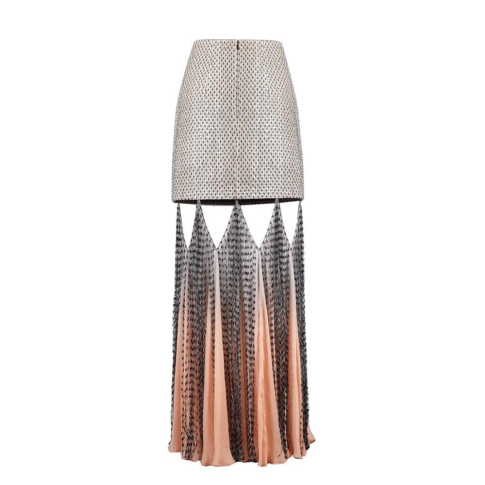 AKHL Grey Handwoven Skirt with Fall Panels