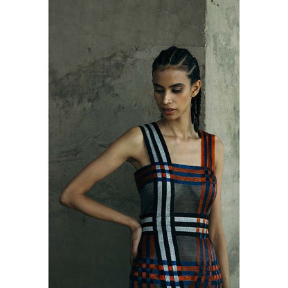 AKHL Multi-Colour Lurex Glass Dress