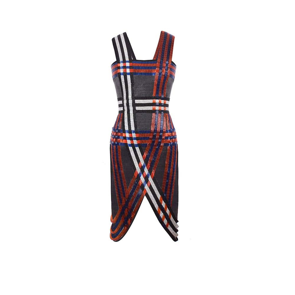 AKHL Multi-Colour Lurex Glass Dress