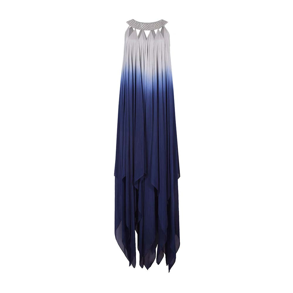 AKHL Blue Satin Maxi Dress