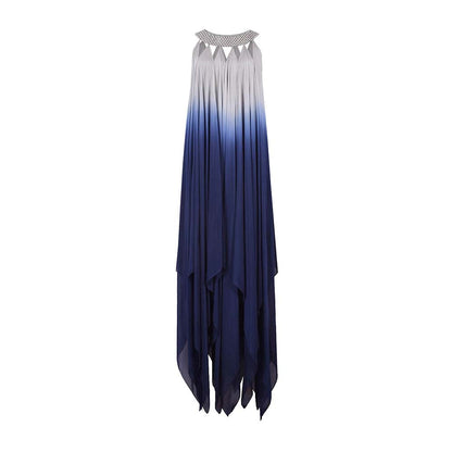 AKHL Blue Satin Maxi Dress