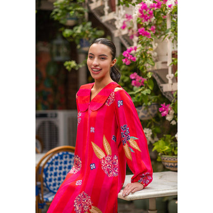 AKSH INDIA Pink Enchanted Garden Printed Dress