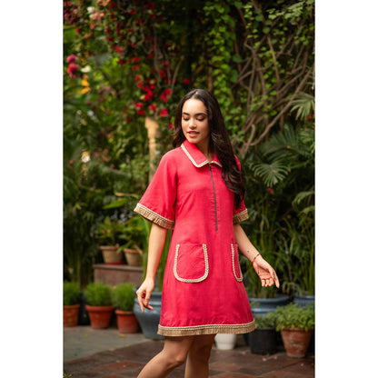 AKSH INDIA Azura Pink Fringe Dress