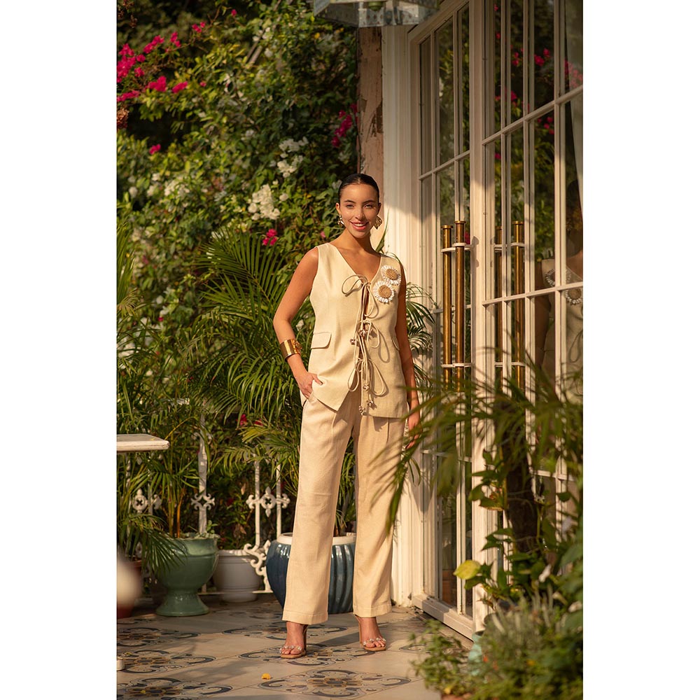 AKSH INDIA Camie Shell Sunflower Beige Co-Ord