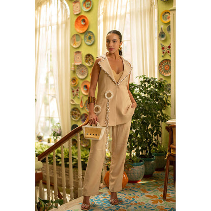 AKSH INDIA You Are My Sunshine Beige Co-Ord Set