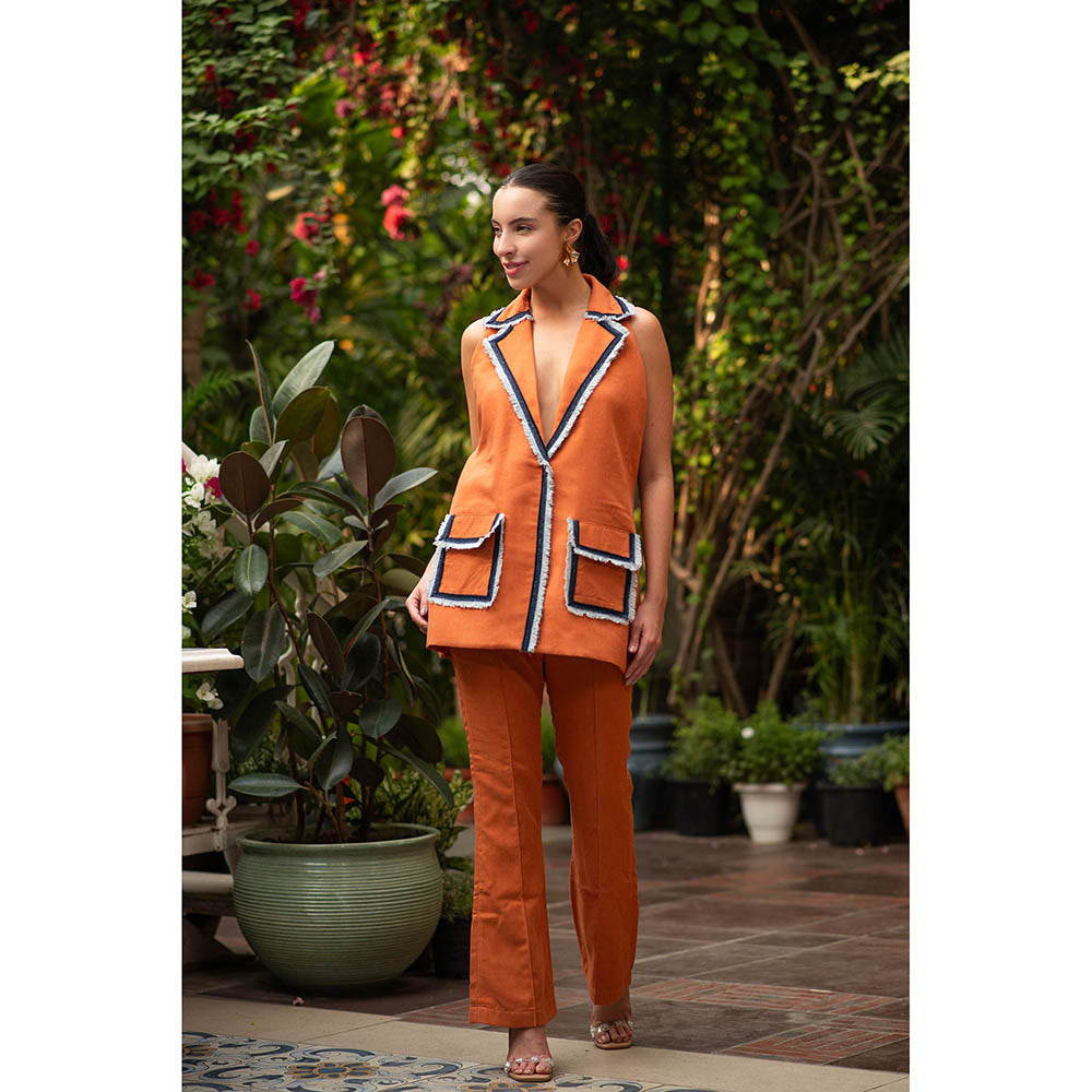 AKSH INDIA Golden Time Orange Co-Ord Set