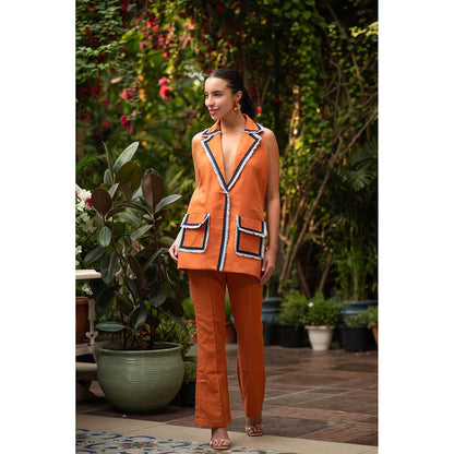 AKSH INDIA Golden Time Orange Co-Ord Set